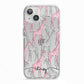 Personalised Pink Grey Giraffes iPhone 13 TPU Impact Case with White Edges