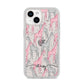 Personalised Pink Grey Giraffes iPhone 14 Glitter Tough Case Starlight