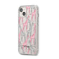 Personalised Pink Grey Giraffes iPhone 14 Plus Clear Tough Case Starlight Angled Image