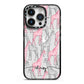 Personalised Pink Grey Giraffes iPhone 14 Pro Black Impact Case on Silver phone