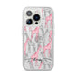 Personalised Pink Grey Giraffes iPhone 14 Pro Clear Tough Case Silver