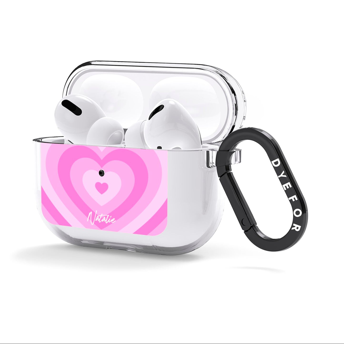 Personalised Pink Heart AirPods Clear Case 3rd Gen Side Image