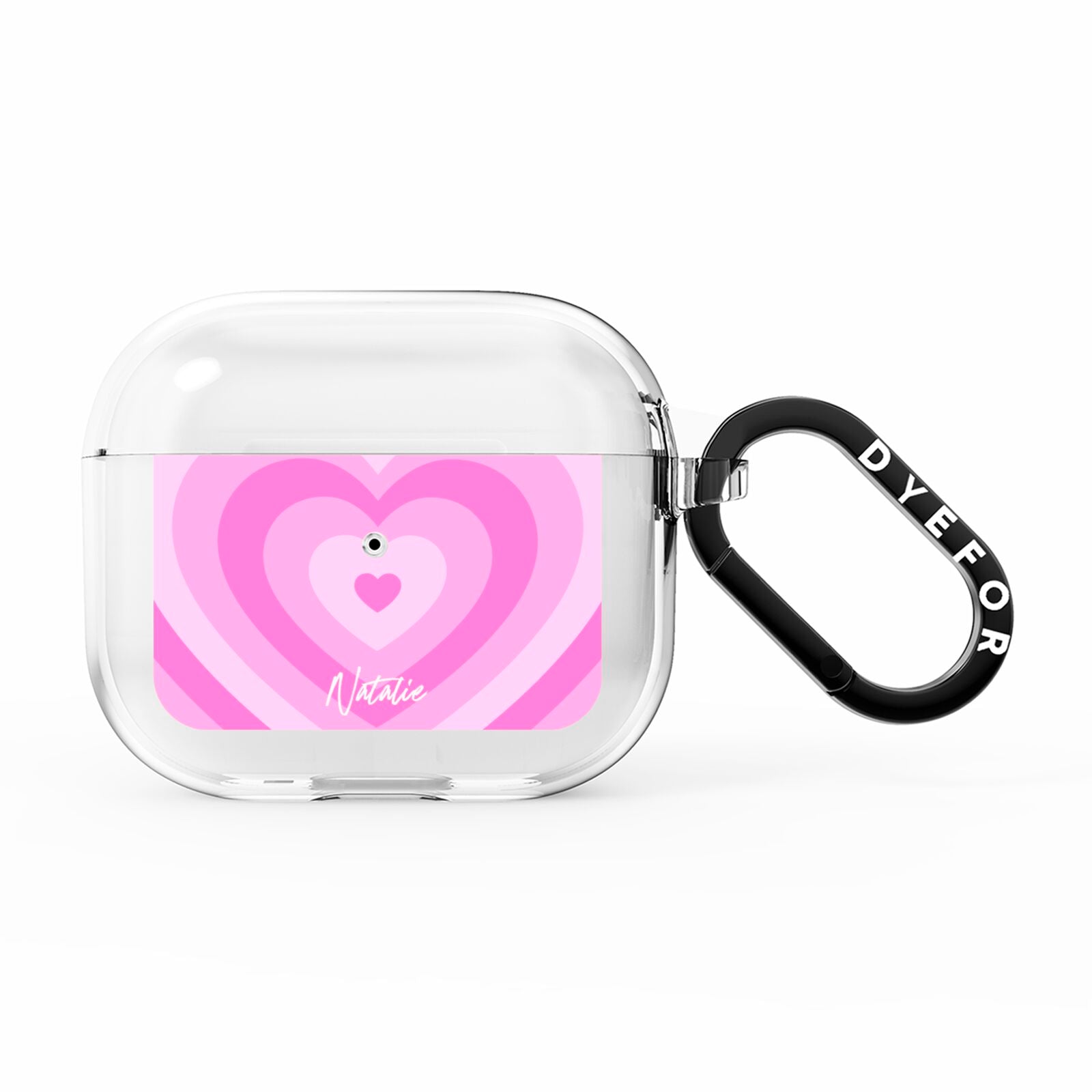 Personalised Pink Heart AirPods Clear Case 3rd Gen