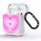 Personalised Pink Heart AirPods Clear Case Side Image