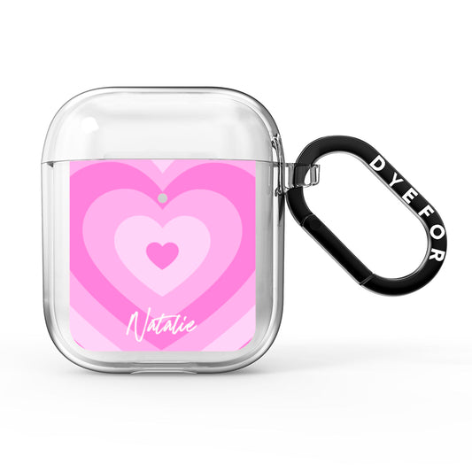 Personalised Pink Heart AirPods Clear Case