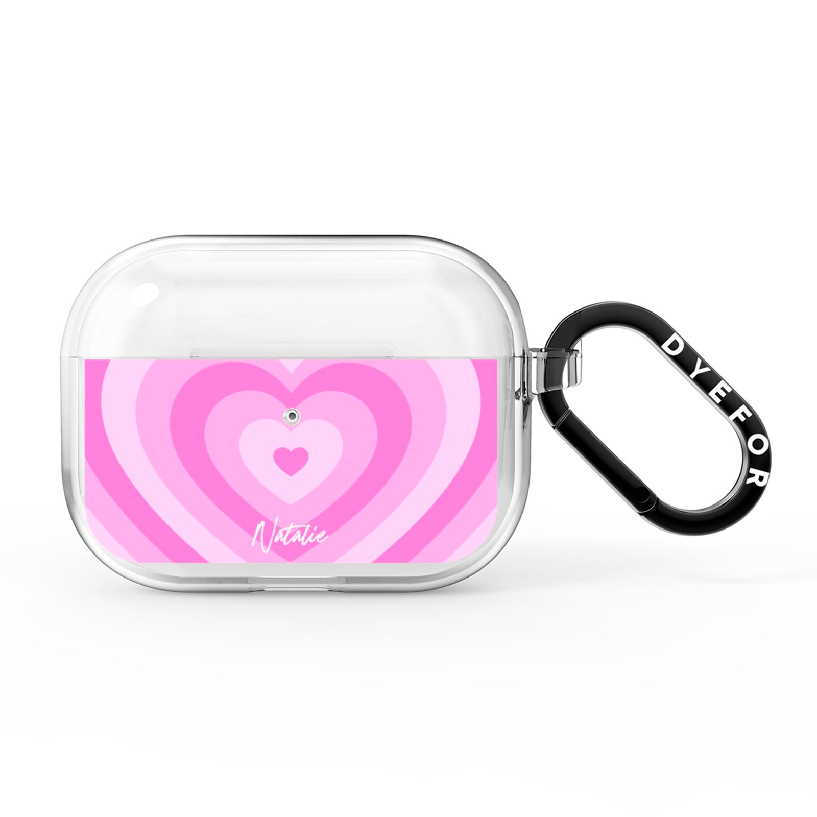 Personalised Pink Heart AirPods Pro Clear Case