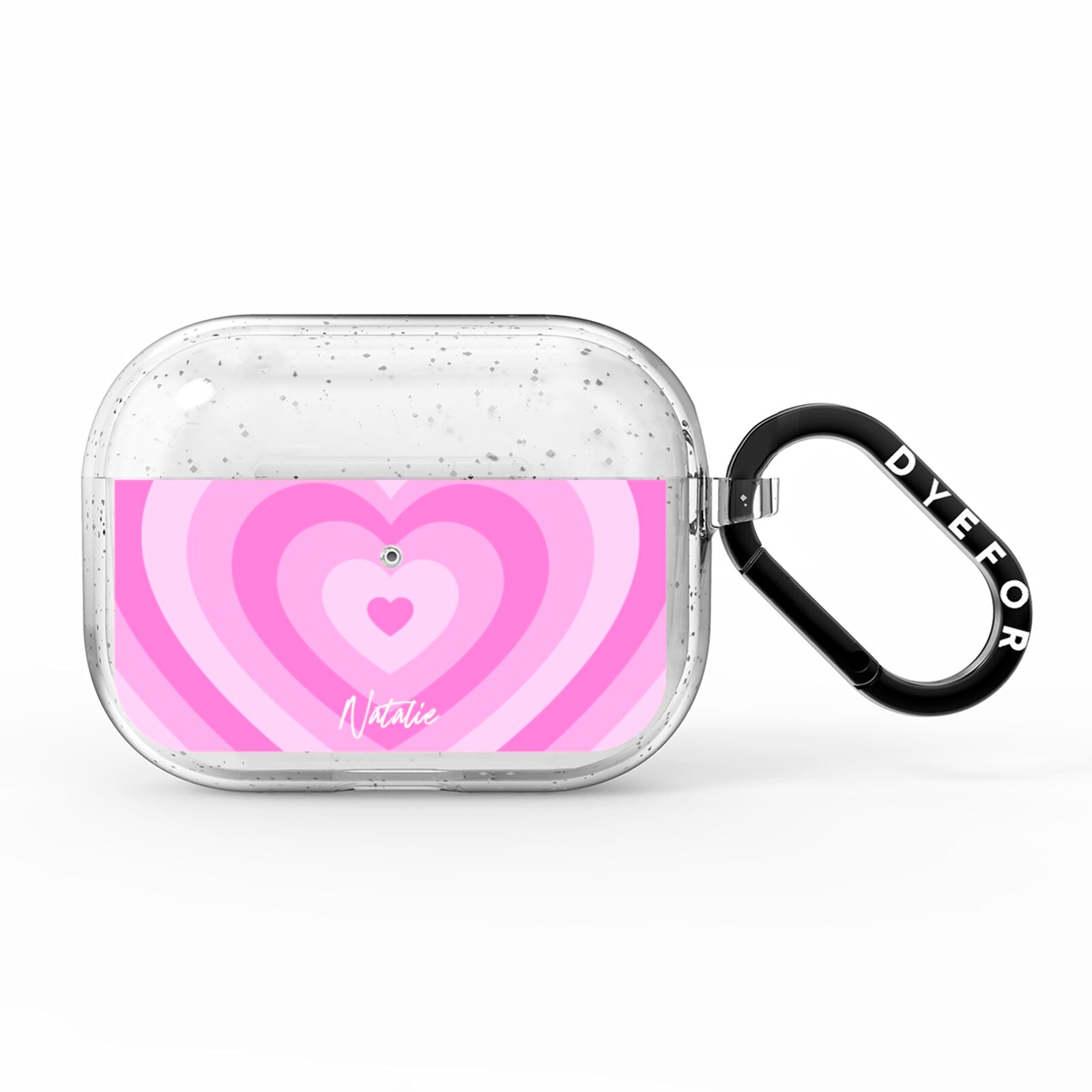 Personalised Pink Heart AirPods Pro Glitter Case