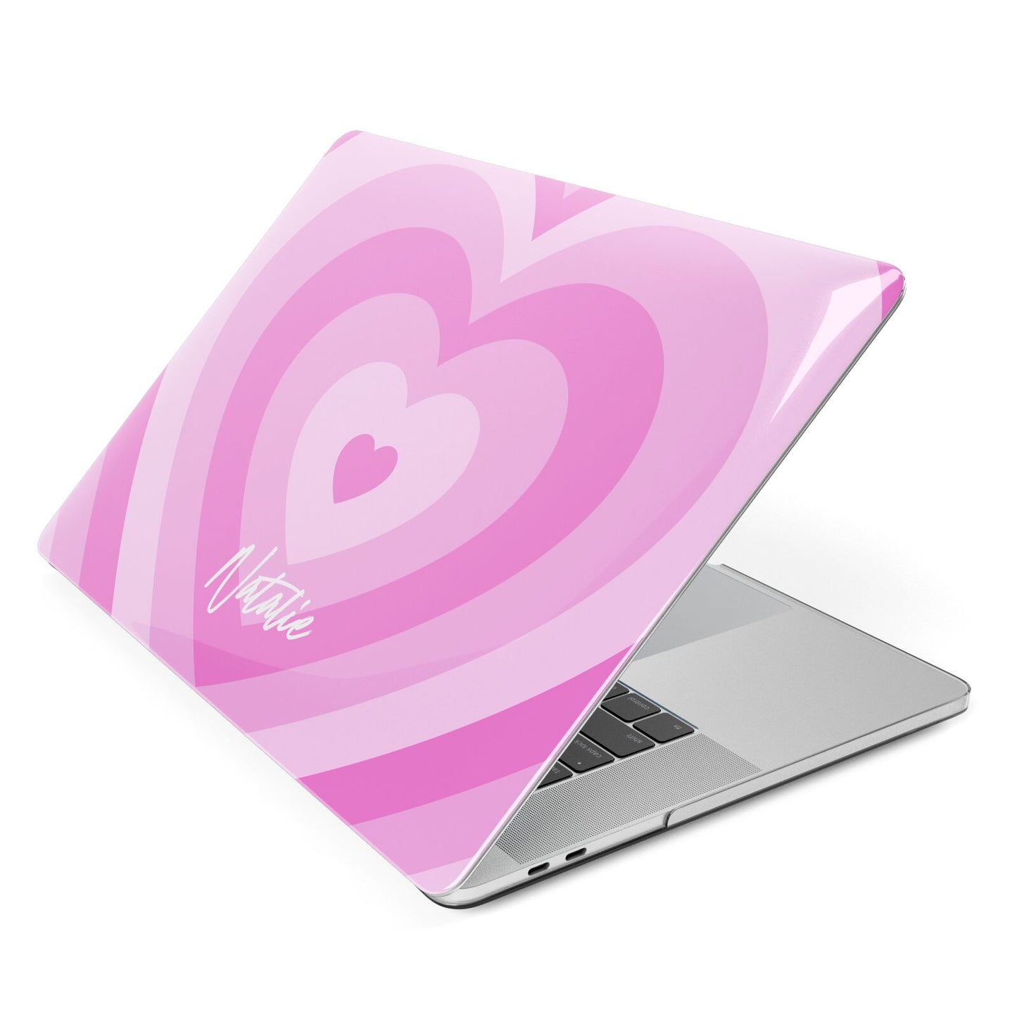 Personalised Pink Heart Apple MacBook Case Side View