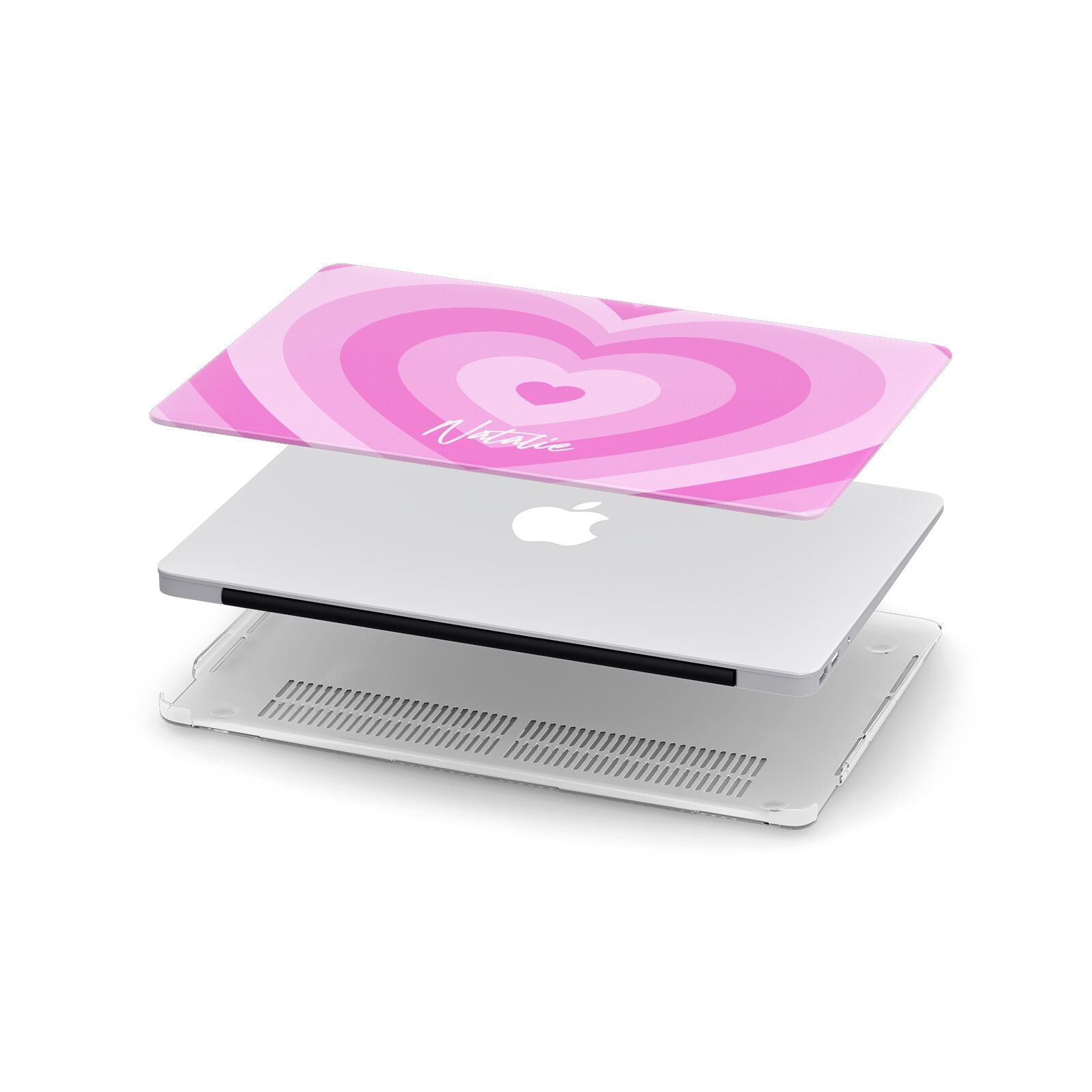 Personalised Pink Heart Apple MacBook Case in Detail