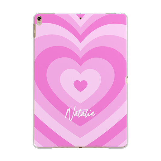 Personalised Pink Heart Apple iPad Gold Case