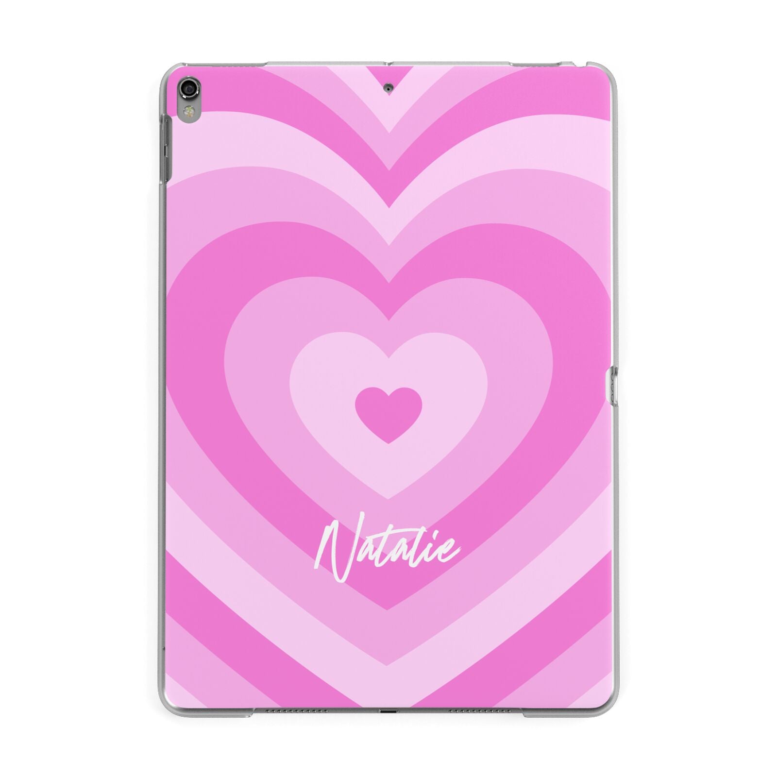 Personalised Pink Heart Apple iPad Grey Case