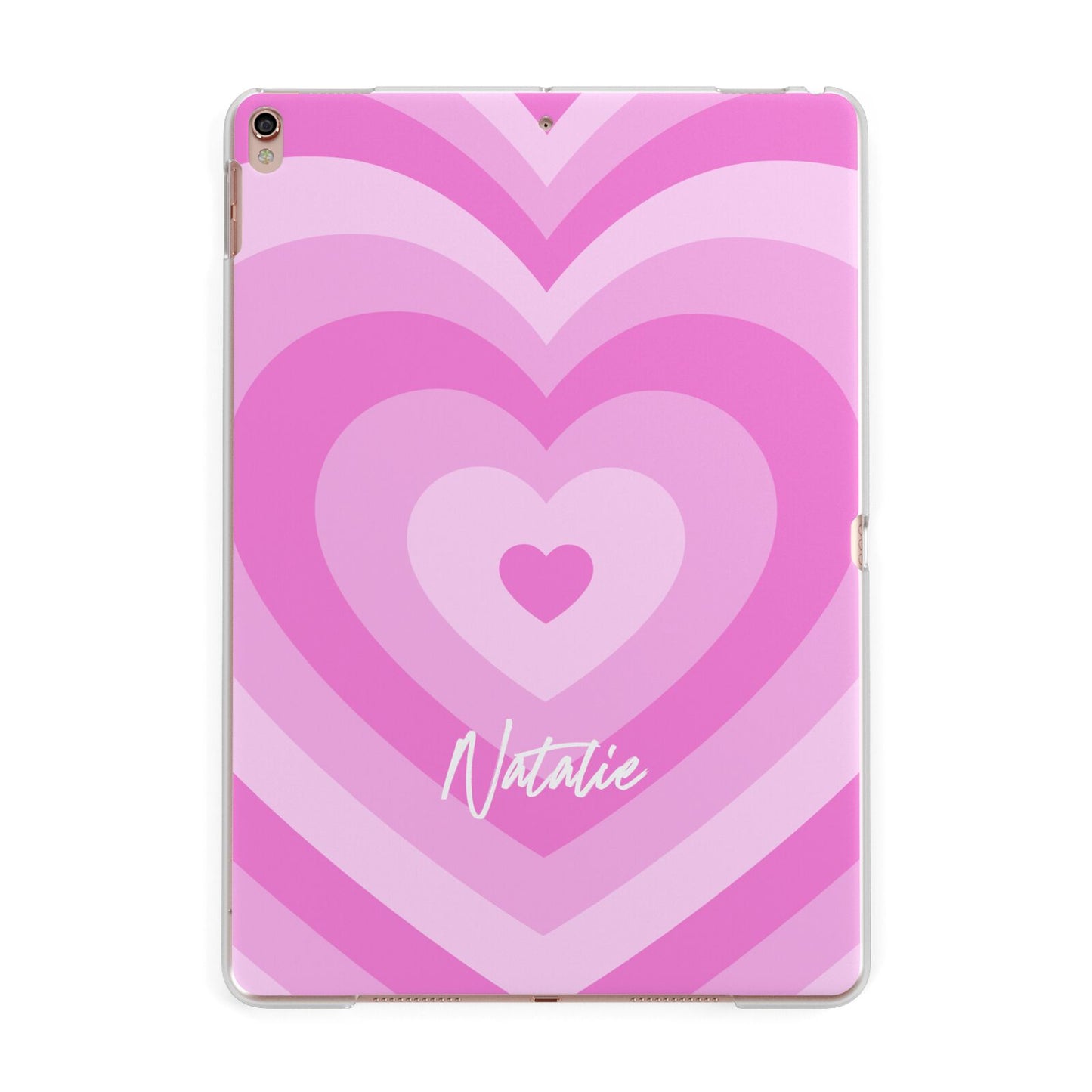 Personalised Pink Heart Apple iPad Rose Gold Case