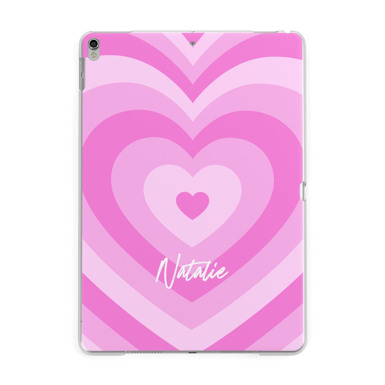Personalised Pink Heart Apple iPad Silver Case