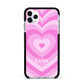 Personalised Pink Heart Apple iPhone 11 Pro Max in Silver with Black Impact Case