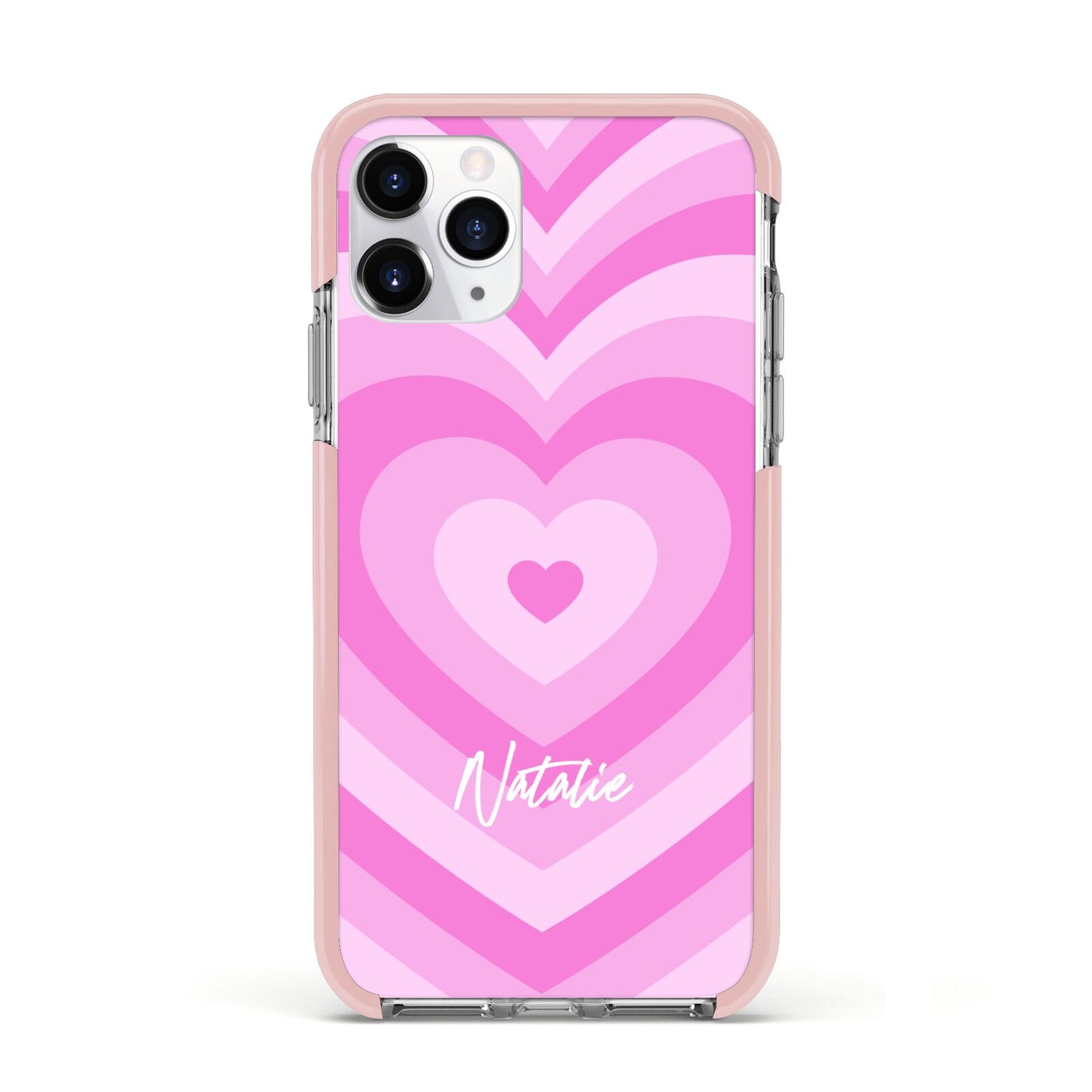 Personalised Pink Heart Apple iPhone 11 Pro in Silver with Pink Impact Case