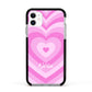 Personalised Pink Heart Apple iPhone 11 in White with Black Impact Case