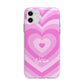 Personalised Pink Heart Apple iPhone 11 in White with Bumper Case
