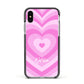 Personalised Pink Heart Apple iPhone Xs Impact Case Black Edge on Silver Phone