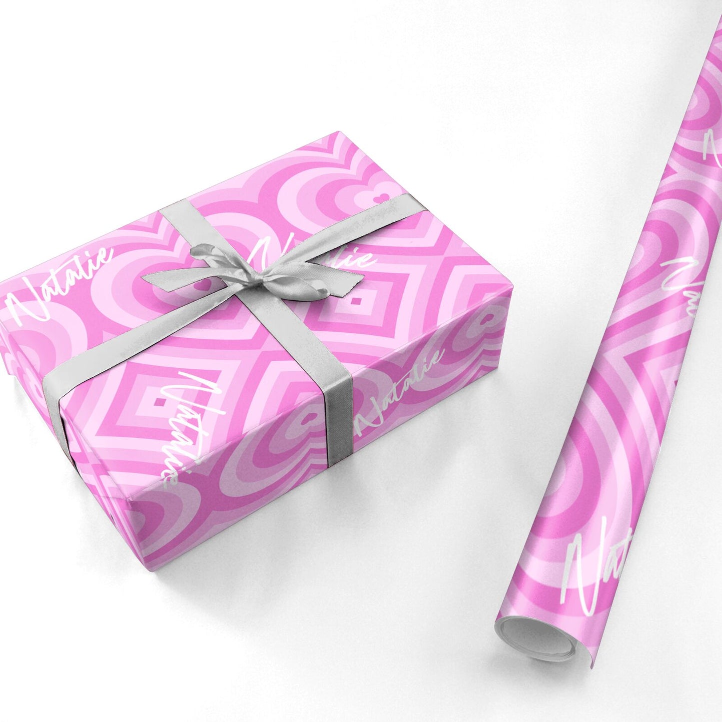 Personalised Pink Heart Personalised Wrapping Paper