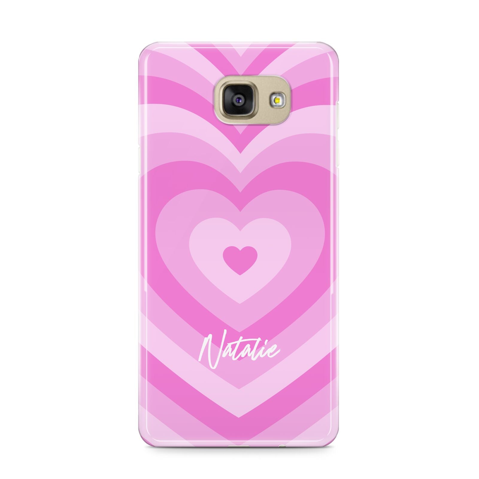 Personalised Pink Heart Samsung Galaxy A9 2016 Case on gold phone