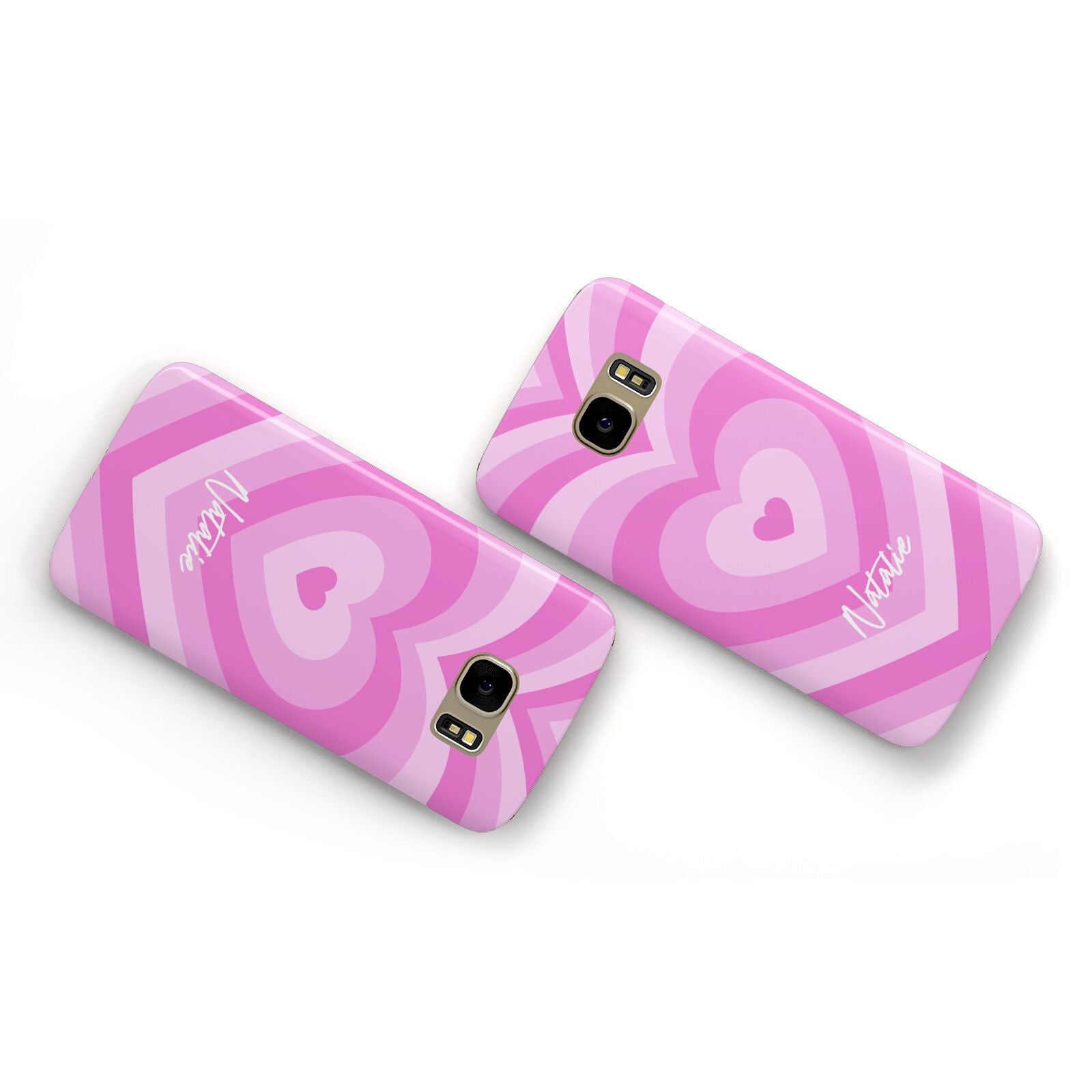 Personalised Pink Heart Samsung Galaxy Case Flat Overview