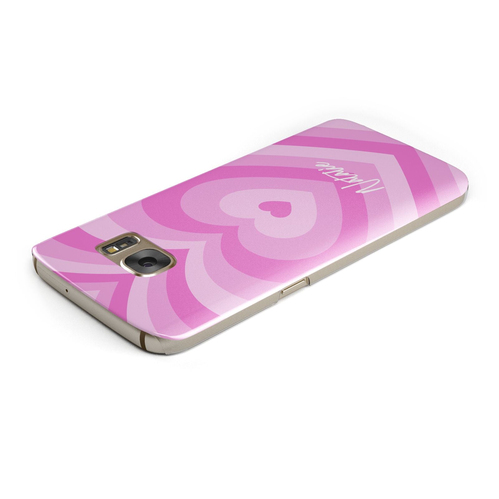 Personalised Pink Heart Samsung Galaxy Case Top Cutout