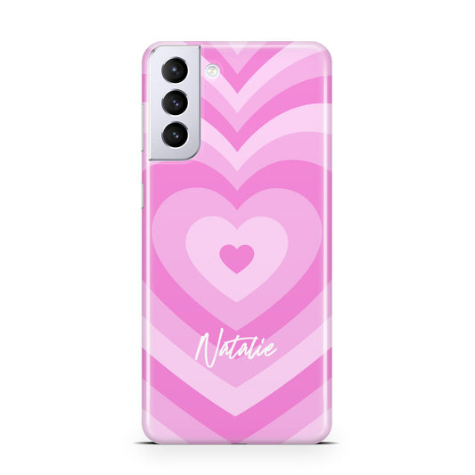 Personalised Pink Heart Samsung S21 Plus Phone Case