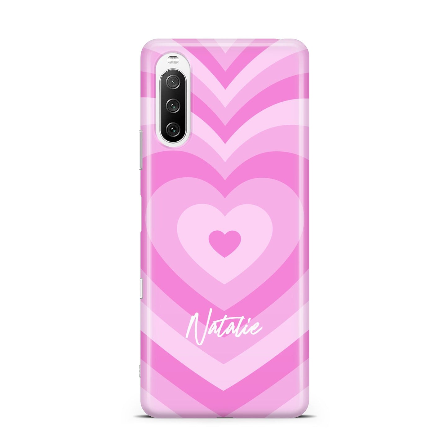 Personalised Pink Heart Sony Xperia 10 III Case