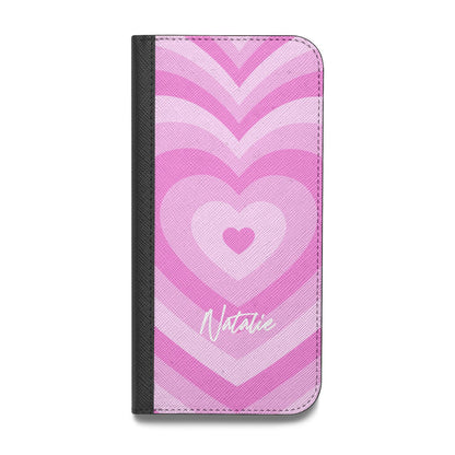 Personalised Pink Heart Vegan Leather Flip Samsung Case