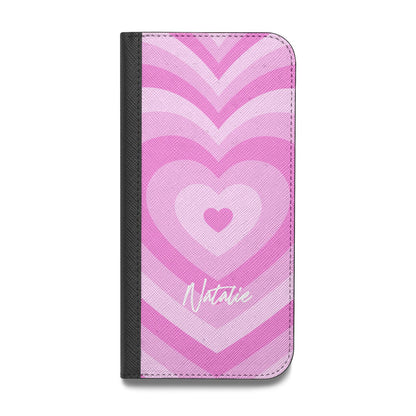 Personalised Pink Heart Vegan Leather Flip iPhone Case