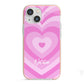 Personalised Pink Heart iPhone 13 Mini TPU Impact Case with Pink Edges