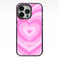 Personalised Pink Heart iPhone 13 Pro Black Impact Case on Silver phone