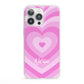 Personalised Pink Heart iPhone 13 Pro Clear Bumper Case
