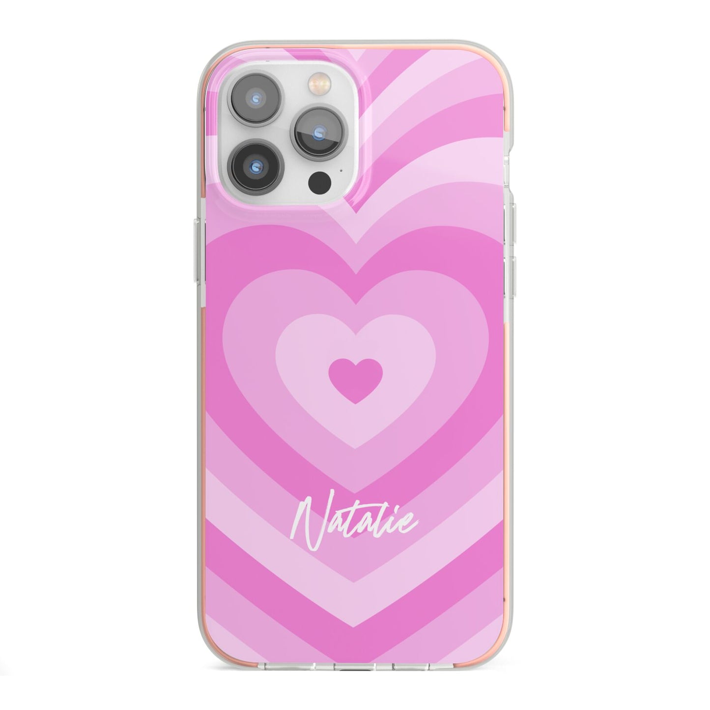 Personalised Pink Heart iPhone 13 Pro Max TPU Impact Case with Pink Edges