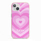 Personalised Pink Heart iPhone 13 TPU Impact Case with Pink Edges