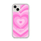 Personalised Pink Heart iPhone 14 Plus Clear Tough Case Starlight