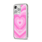 Personalised Pink Heart iPhone 14 Pro Max Clear Tough Case Silver Angled Image