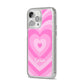 Personalised Pink Heart iPhone 14 Pro Max Glitter Tough Case Silver Angled Image