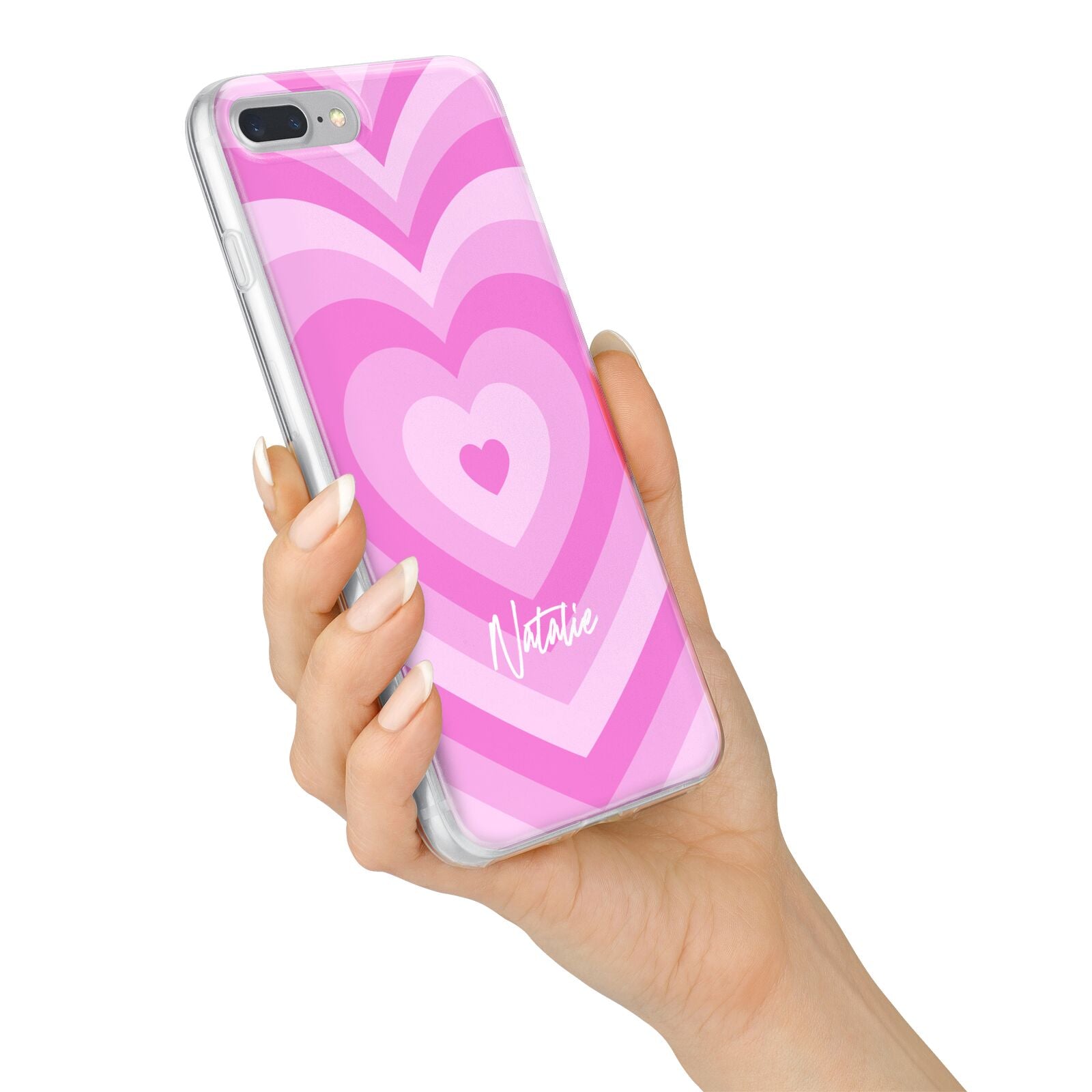 Personalised Pink Heart iPhone 7 Plus Bumper Case on Silver iPhone Alternative Image