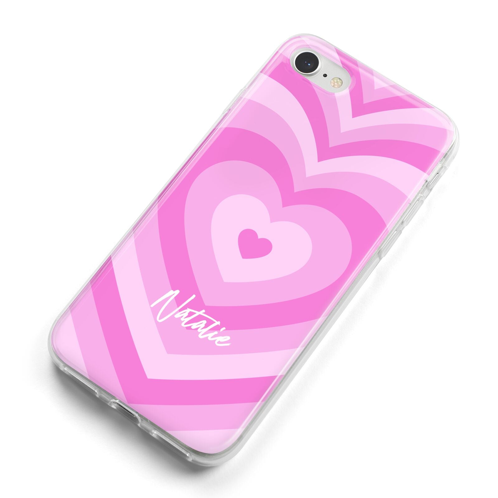 Personalised Pink Heart iPhone 8 Bumper Case on Silver iPhone Alternative Image