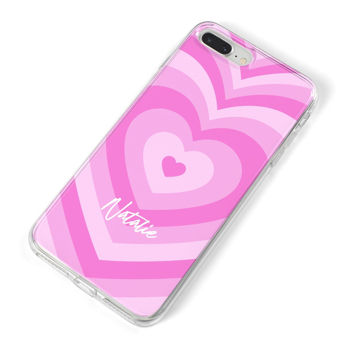 Personalised Pink Heart iPhone 8 Plus Bumper Case on Silver iPhone Alternative Image