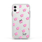 Personalised Pink Hearts Apple iPhone 11 in White with White Impact Case