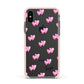 Personalised Pink Hearts Apple iPhone Xs Impact Case Pink Edge on Black Phone