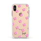 Personalised Pink Hearts Apple iPhone Xs Impact Case White Edge on Gold Phone