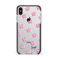 Personalised Pink Hearts Apple iPhone Xs Max Impact Case Black Edge on Silver Phone
