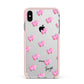 Personalised Pink Hearts Apple iPhone Xs Max Impact Case Pink Edge on Silver Phone