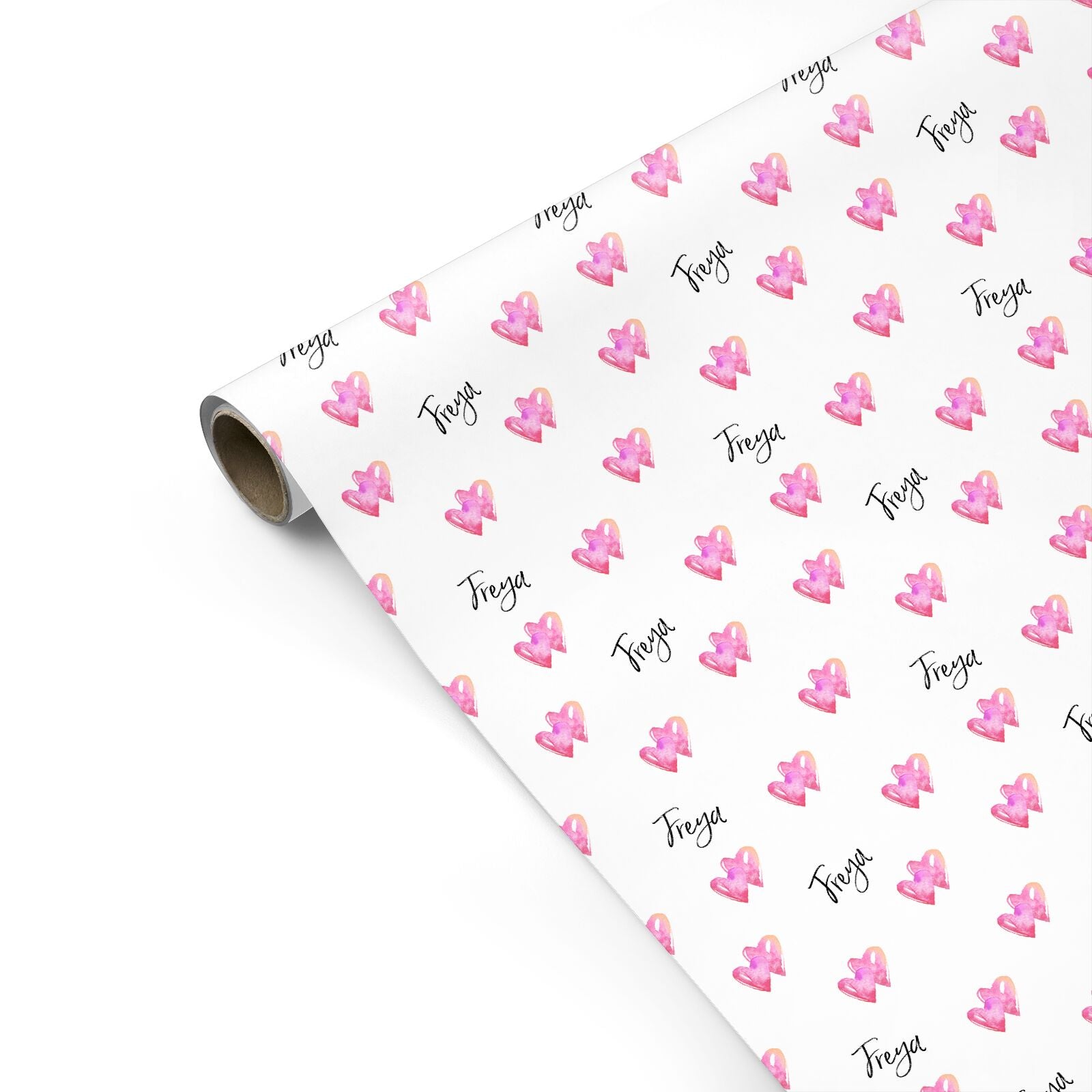 Personalised Pink Hearts Personalised Gift Wrap
