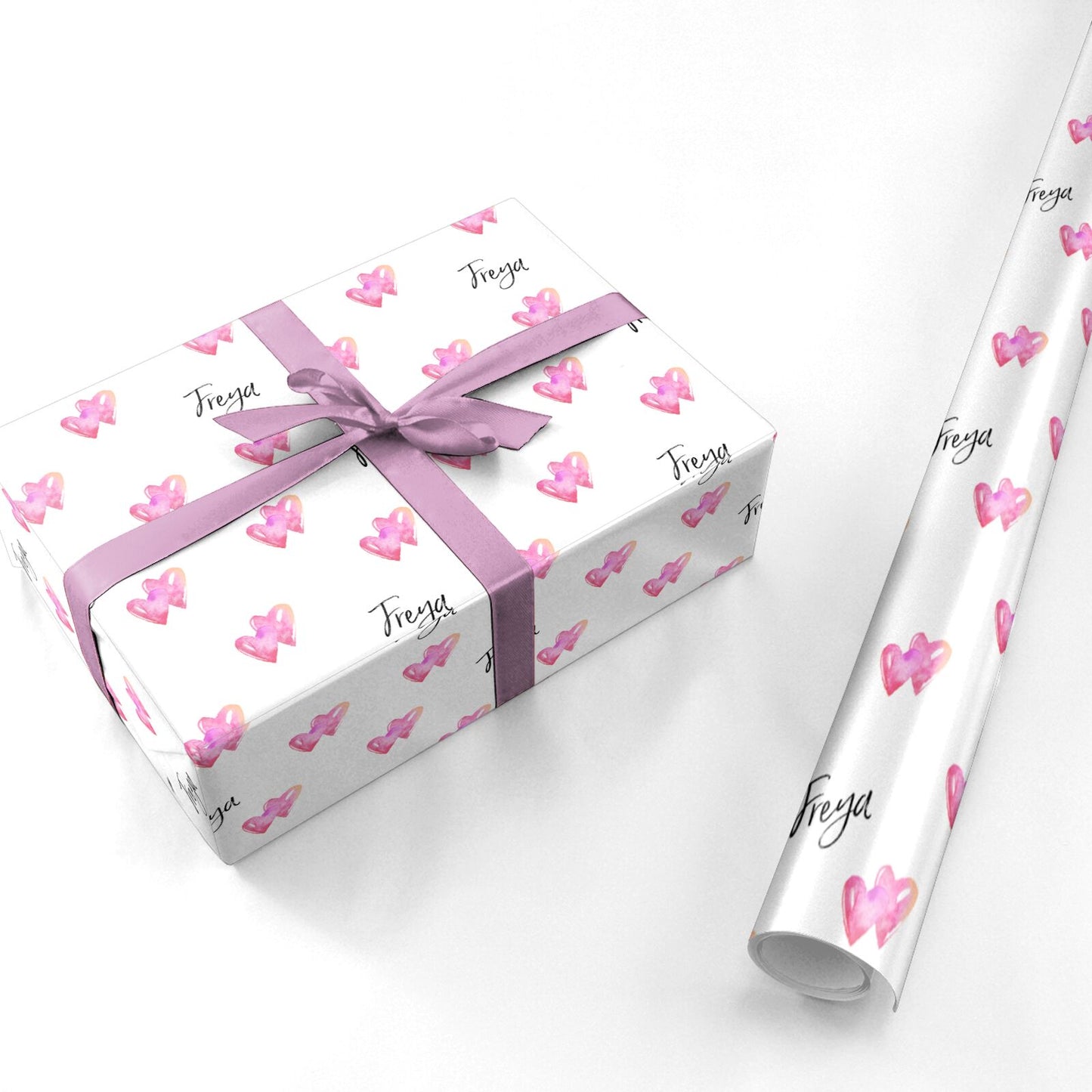 Personalised Pink Hearts Personalised Wrapping Paper