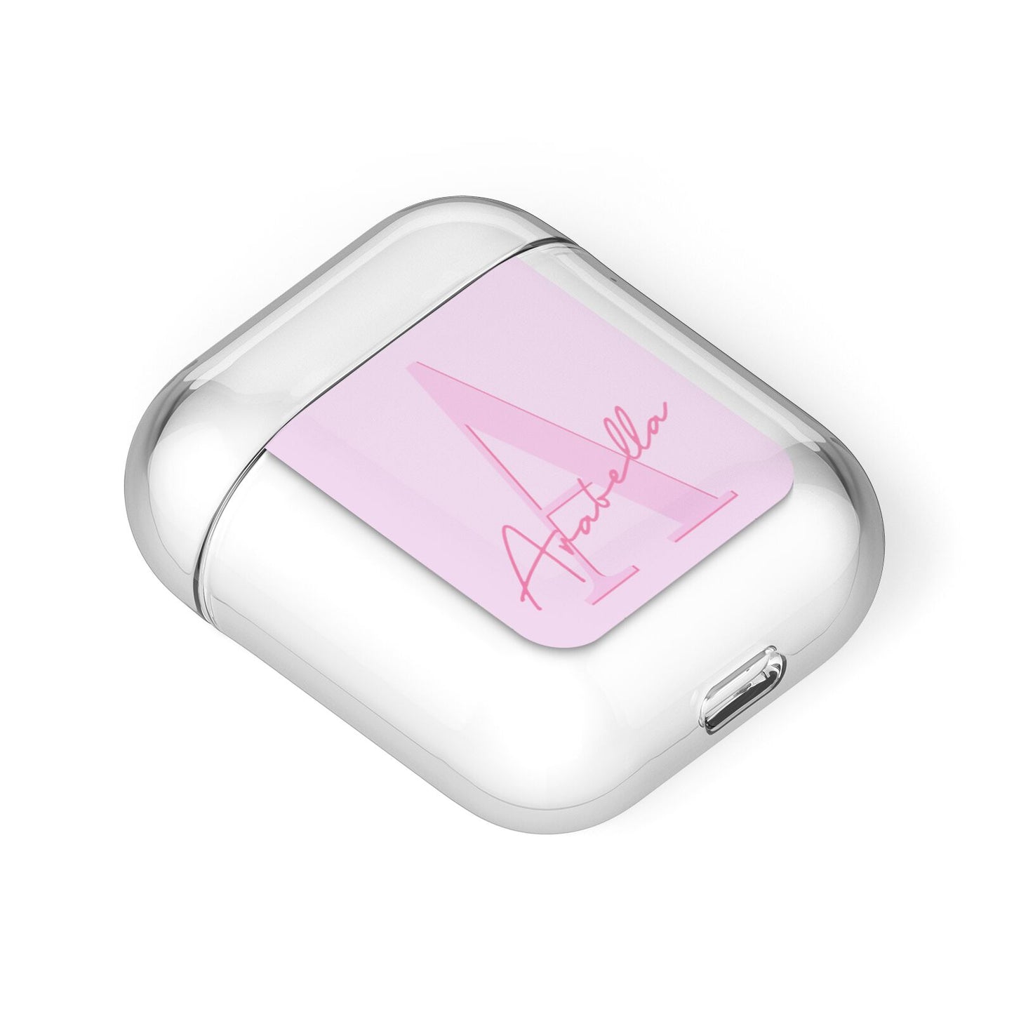 Personalised Pink Initial AirPods Case Laid Flat