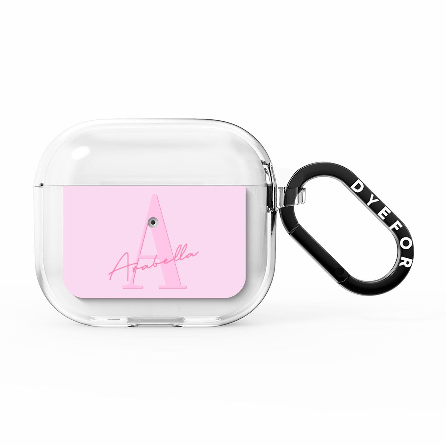 Personalised Pink Initial AirPods Clear Case 3rd Gen